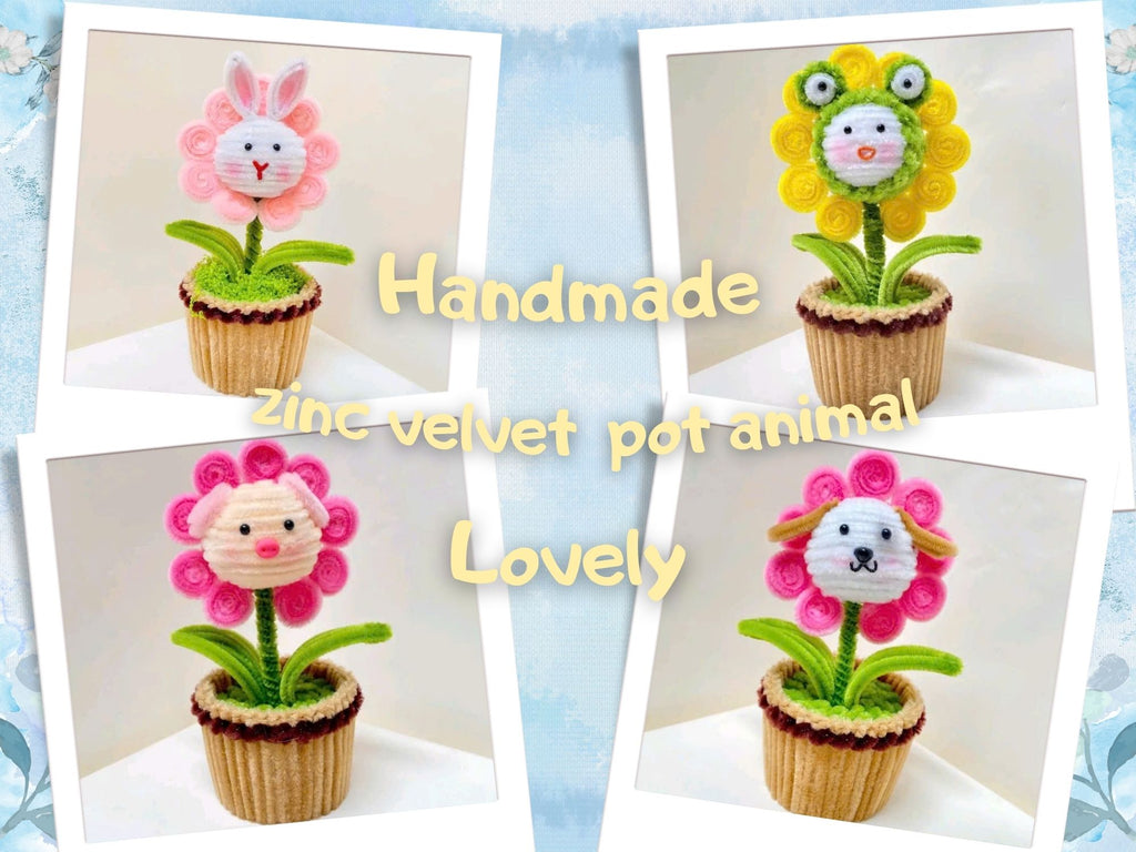 Handmade Velvet Wire Animal Flower Pot - Cute Home & Kids Room Decor