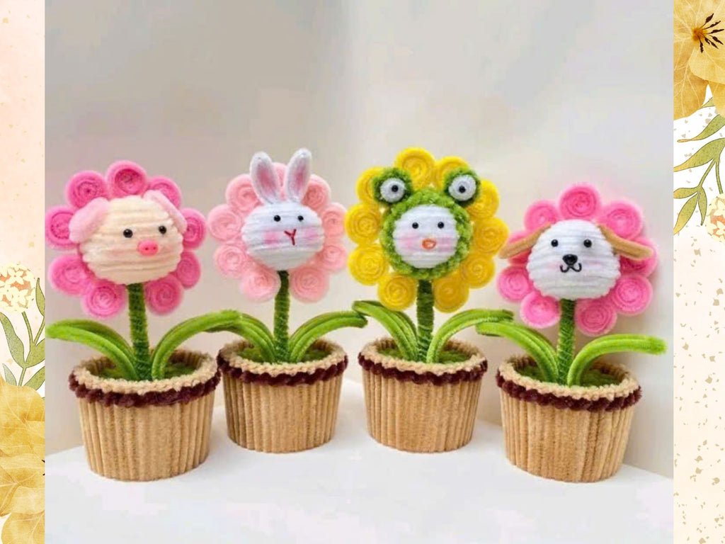 Handmade Velvet Wire Animal Flower Pot - Cute Home & Kids Room Decor