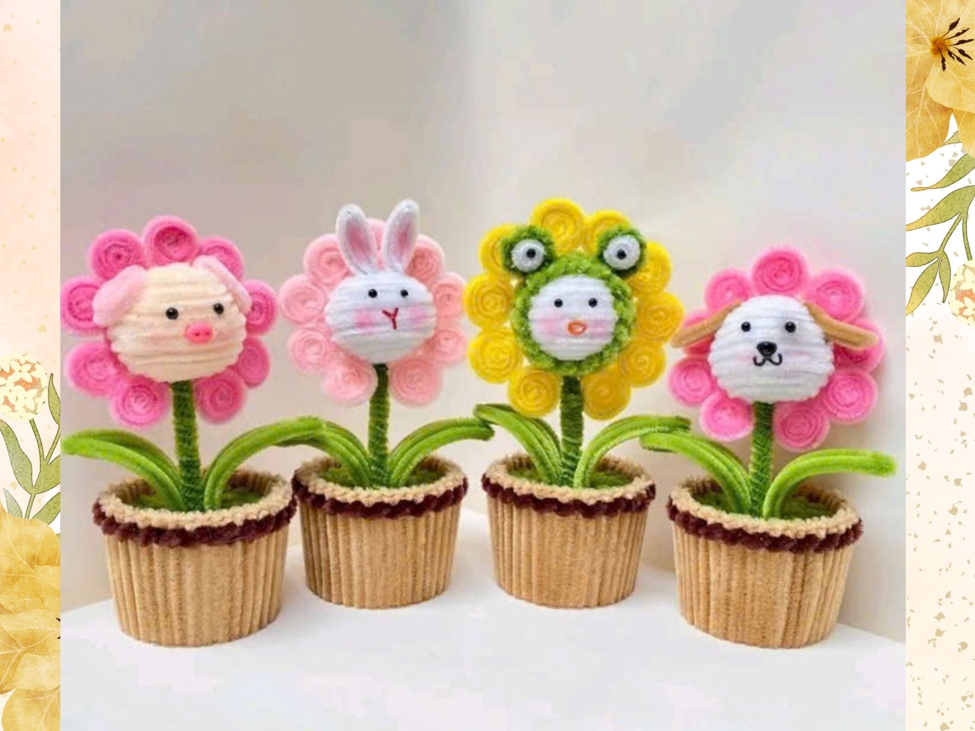 Handmade Velvet Wire Animal Flower Pot - Cute Home & Kids Room Decor