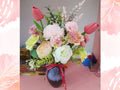 Artistic Silk Flower Arrangement in Luxury Reactive Glaze Vase 35-40cm, Gift Quality