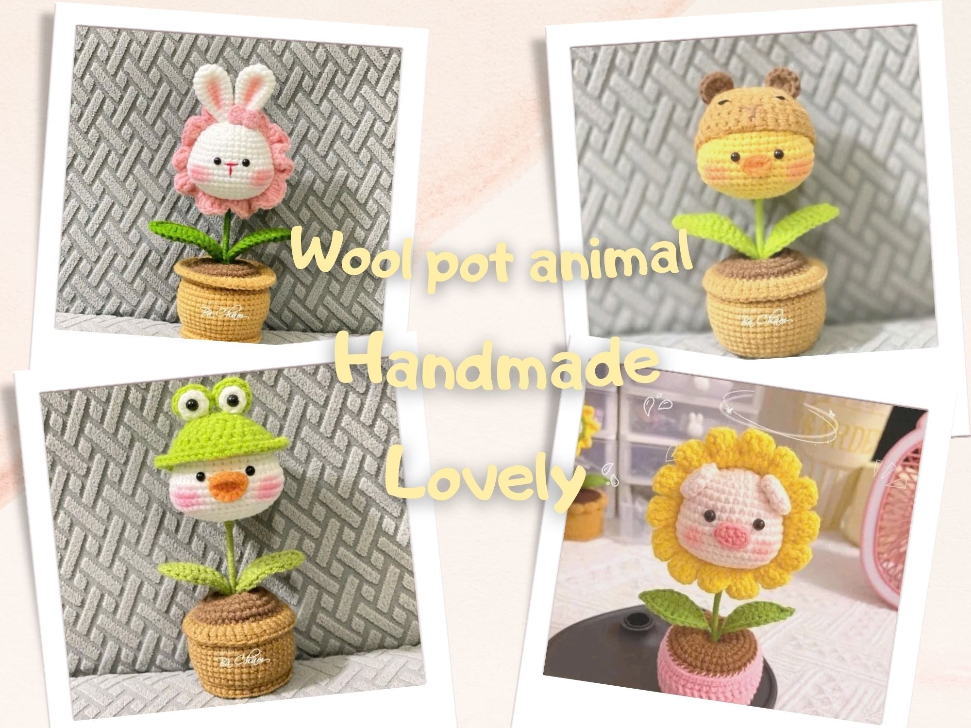 Handmade Crochet Animal Head Plant Pot – Cute Home Decor & Gift 18-20cm